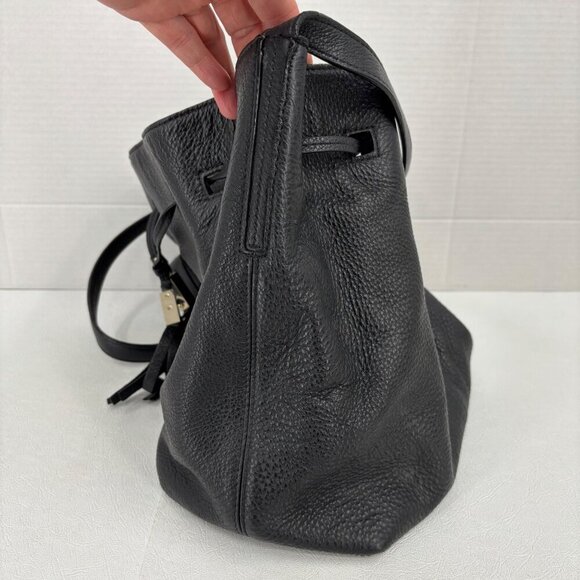 Kate Spade Grey Street Cooper Drawstring Bag Black Leather Gold Tone Crossbody - Picture 7 of 13